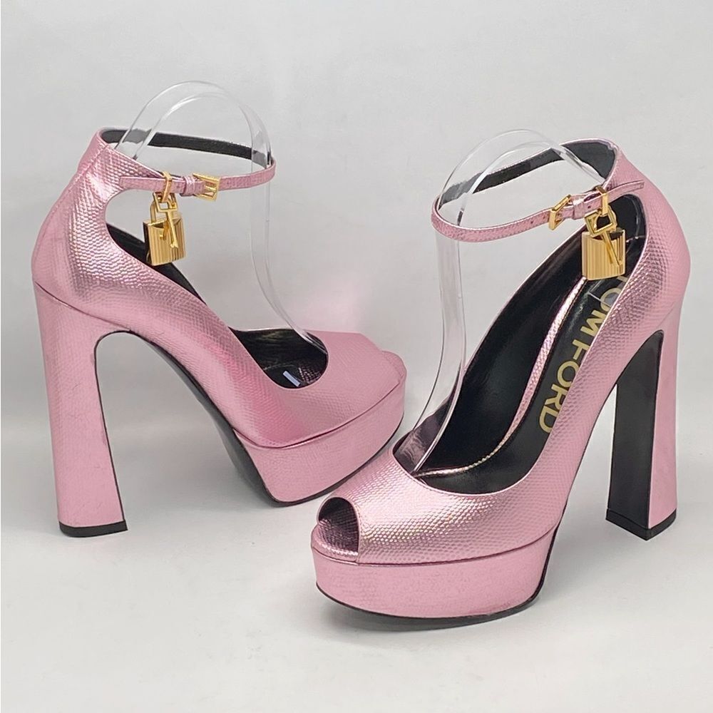 Tom Ford Lizard-Embossed Leather Platform Pumps size 40 - Picture 4 of 16